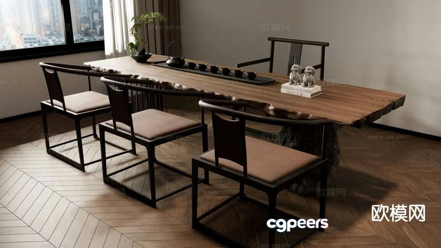 New Chinese style tea table tea table 3d model