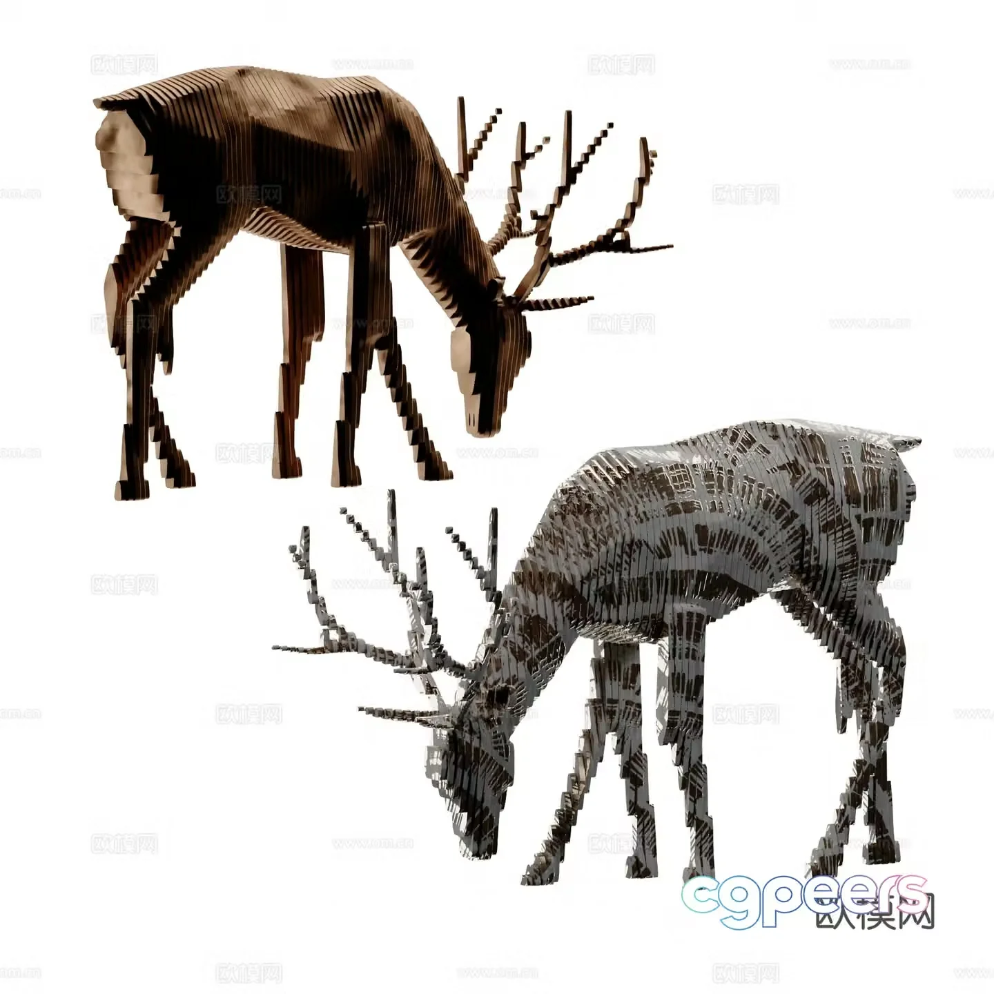 New Chinese Art Sculpture Deer 3D Model