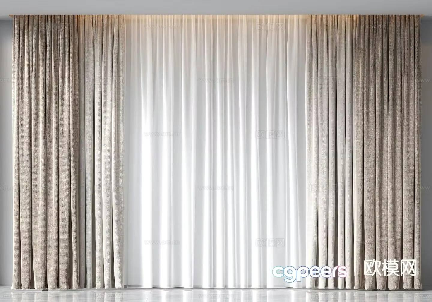 Solid color curtain gauze 3d model