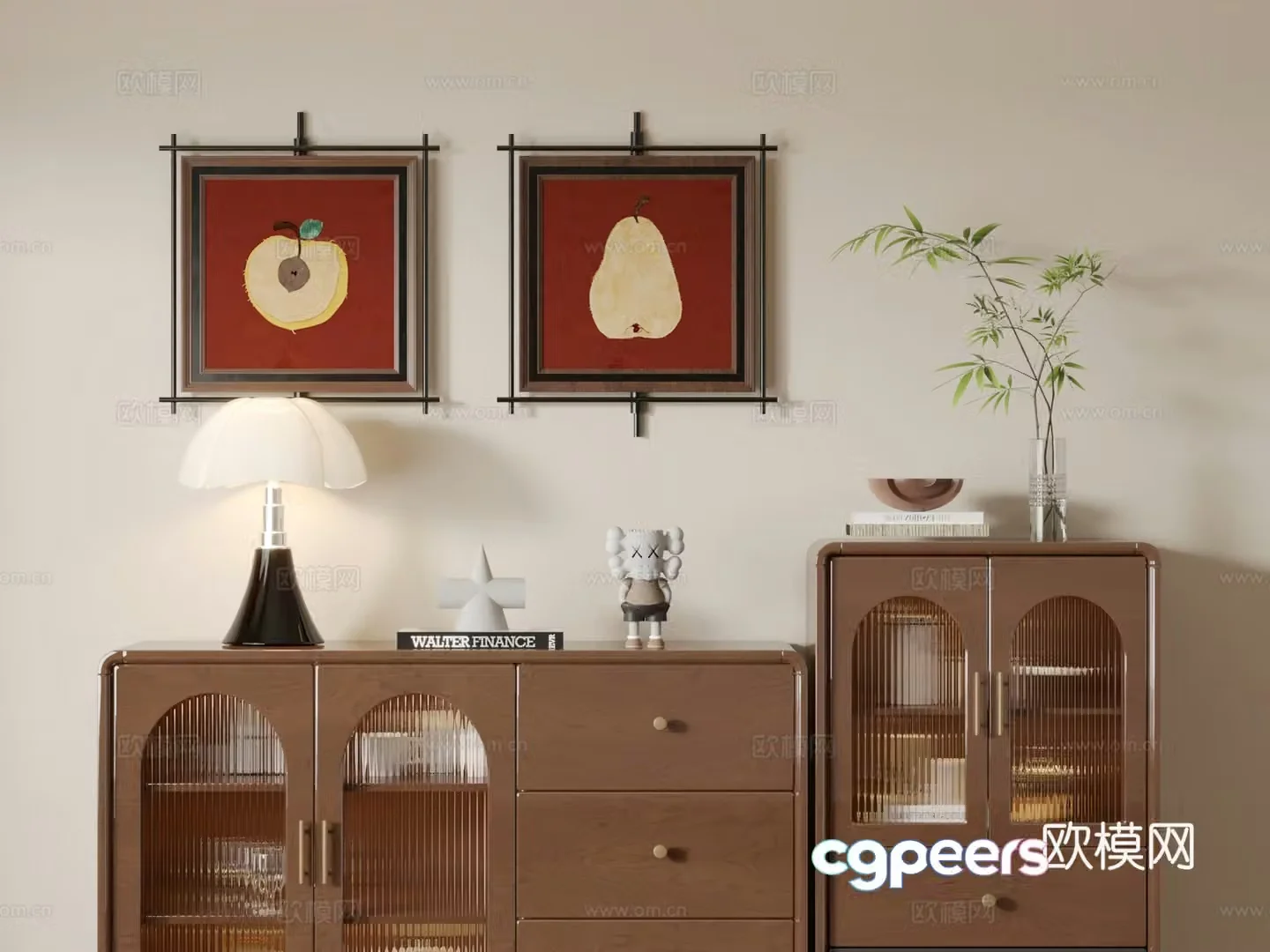 American retro hanging painting combination 3D model