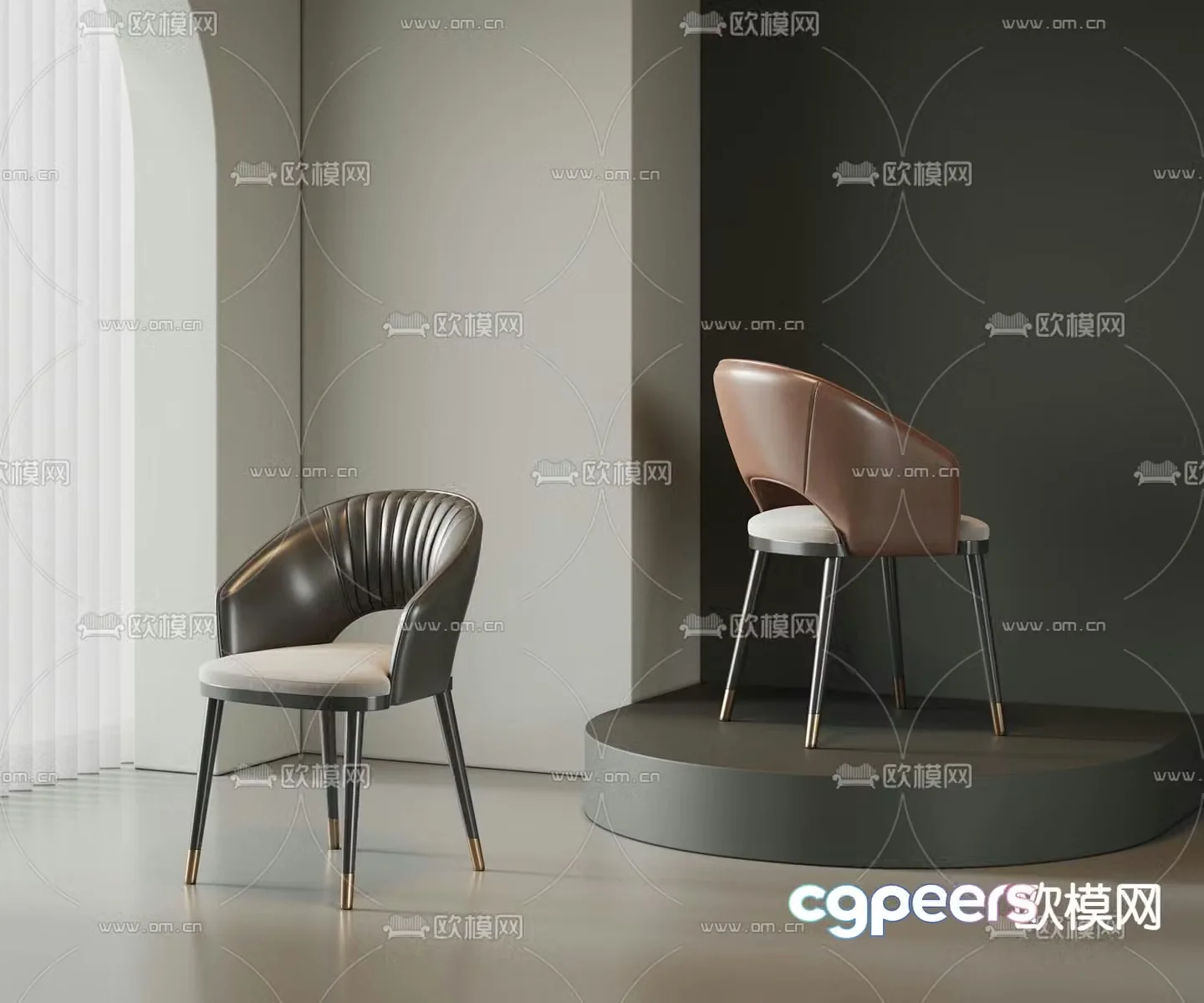 Modern single chair dining chair 3d model