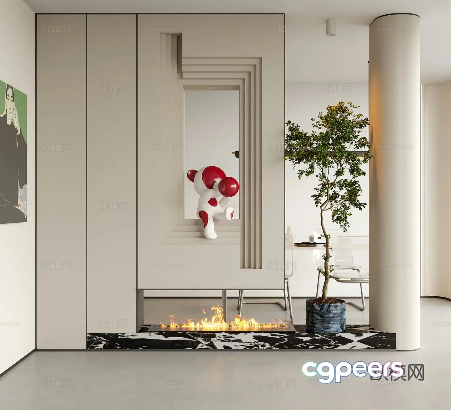 Modern decorative entrance hall sculpture ornaments entrance hall 3D model