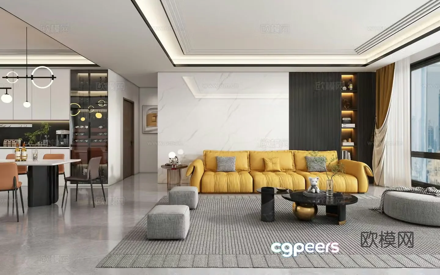 Modern guest restaurant 3d model