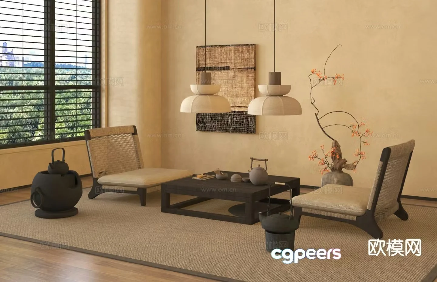 New Chinese style tea table and chairs tea table tea table 3d model