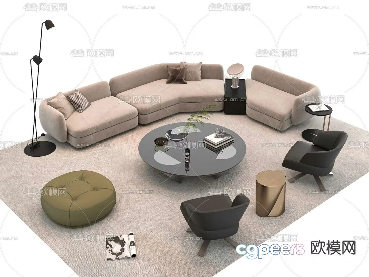 Modern sofa coffee table 3d model