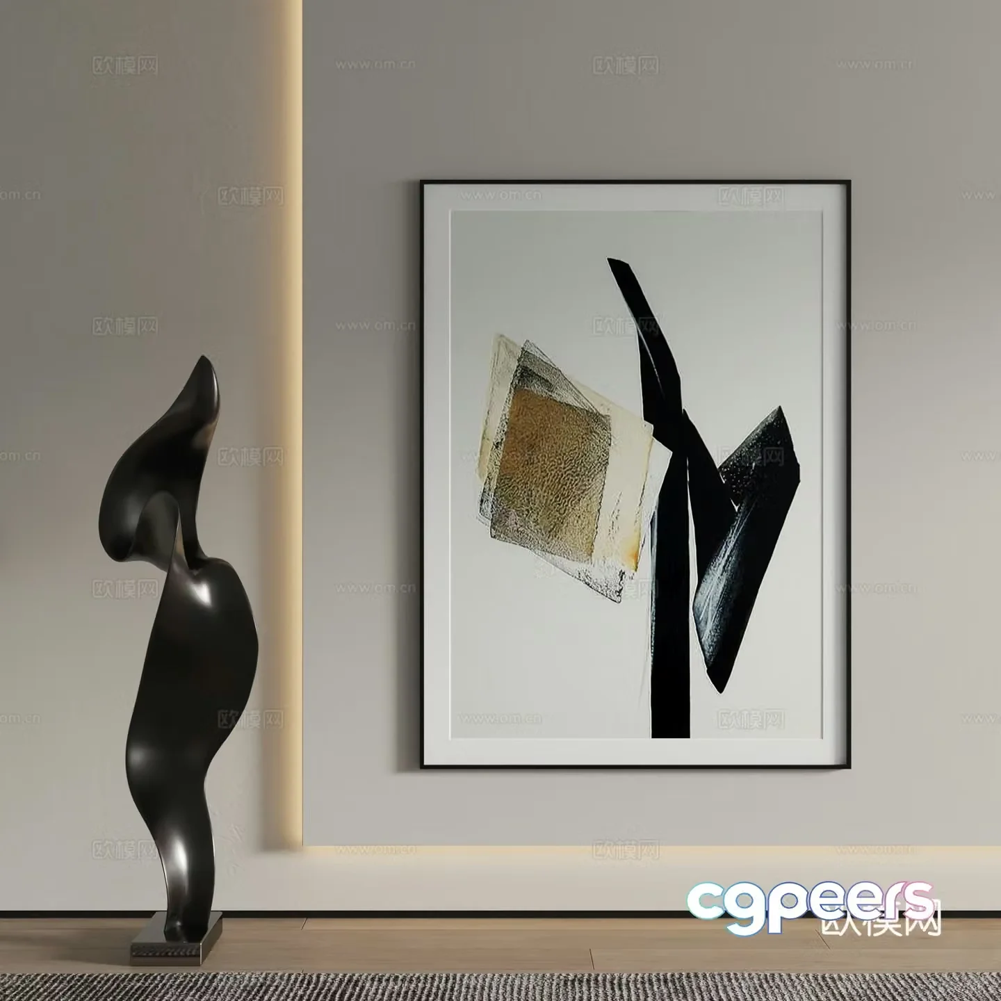Modern decorative painting texture painting hanging painting 3d model