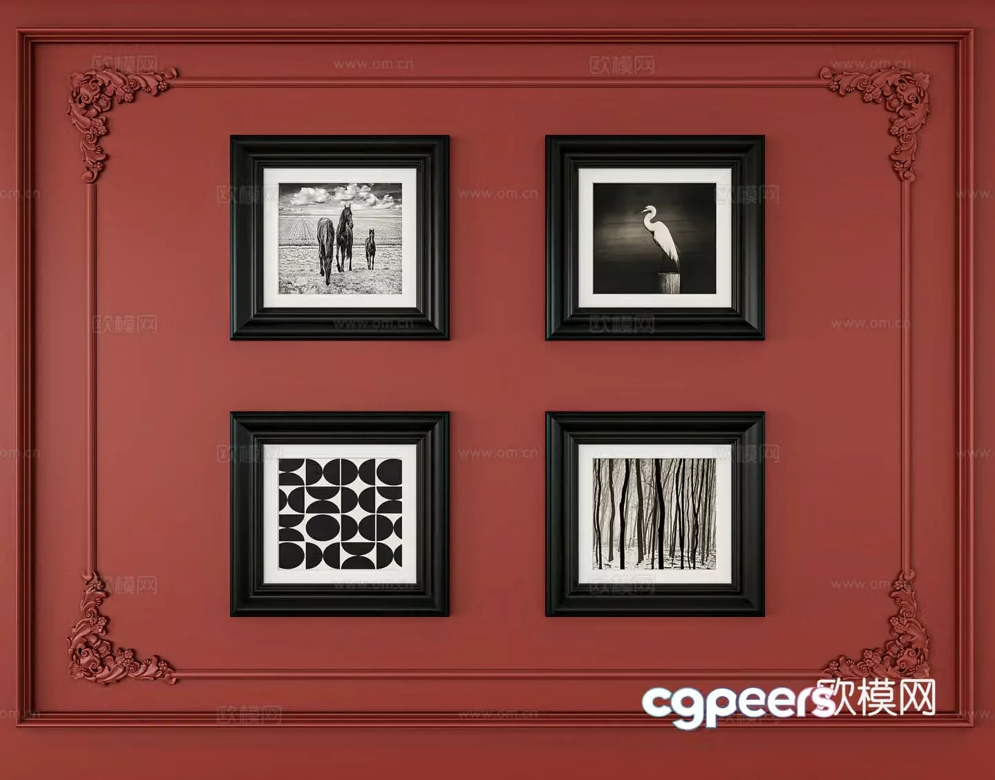 French retro decorative painting 3d model