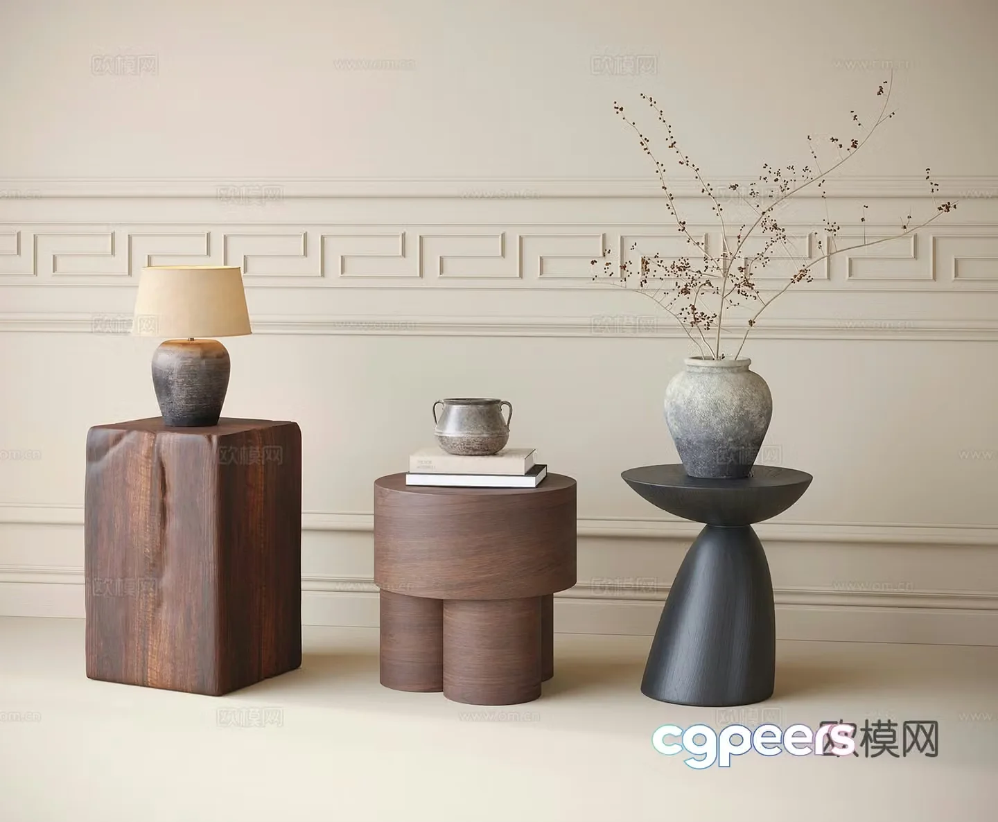 Modern side table corner table round table 3D model