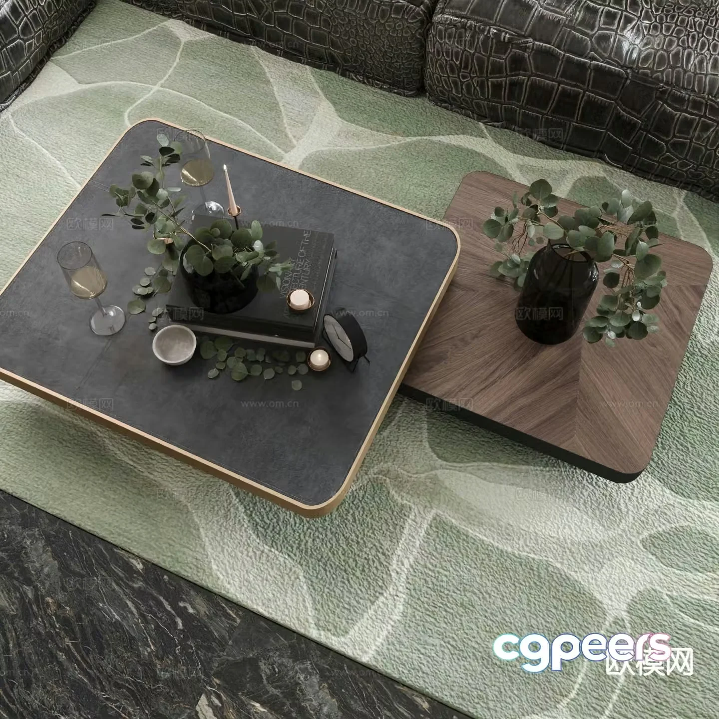 Modern double coffee table 3d model