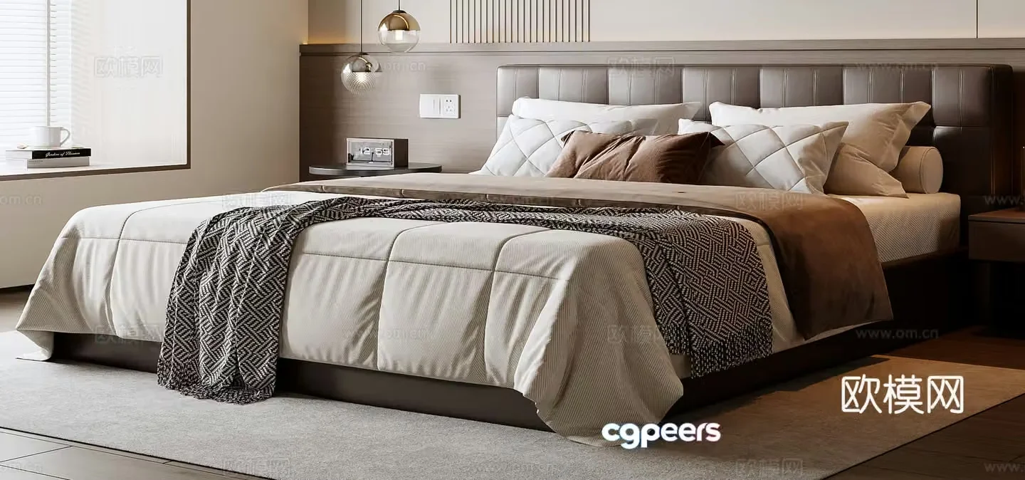 Italian double bed 3d model