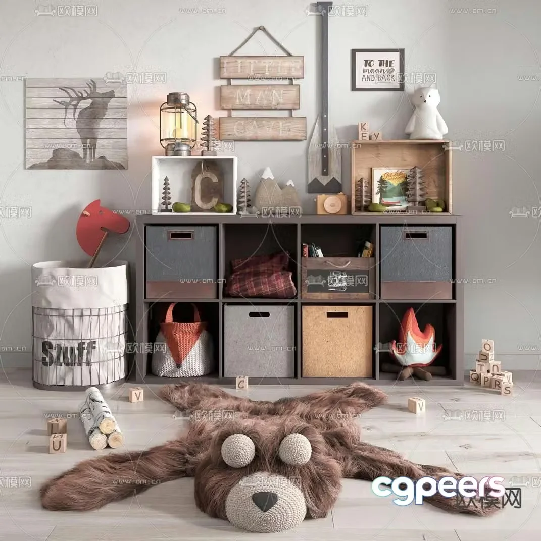 Modern children’s toy storage cabinet 3d model