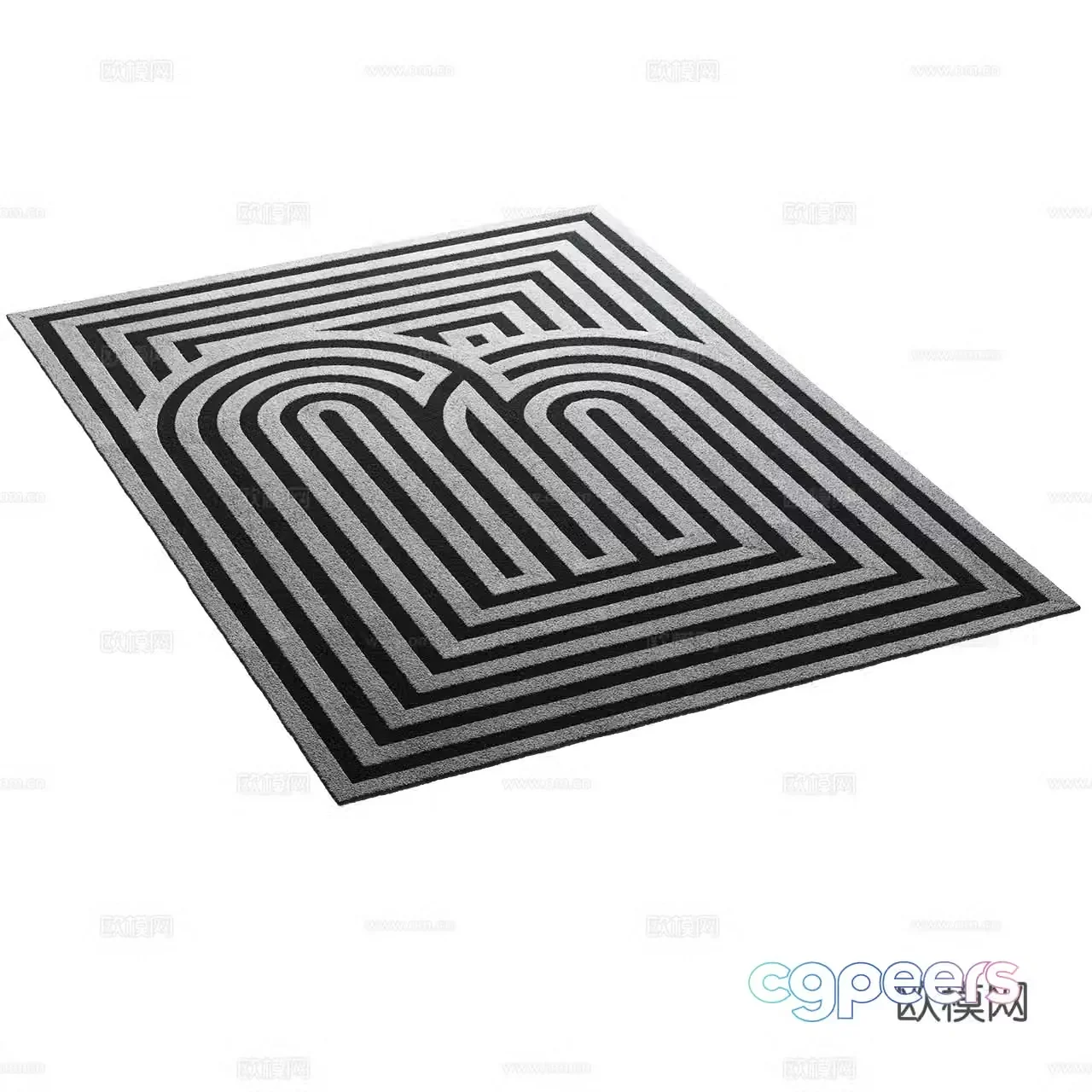 Feyyn Classic Black and White Carpet Striped Carpet Minimalist Carpet Abstract Carpet 3D Model