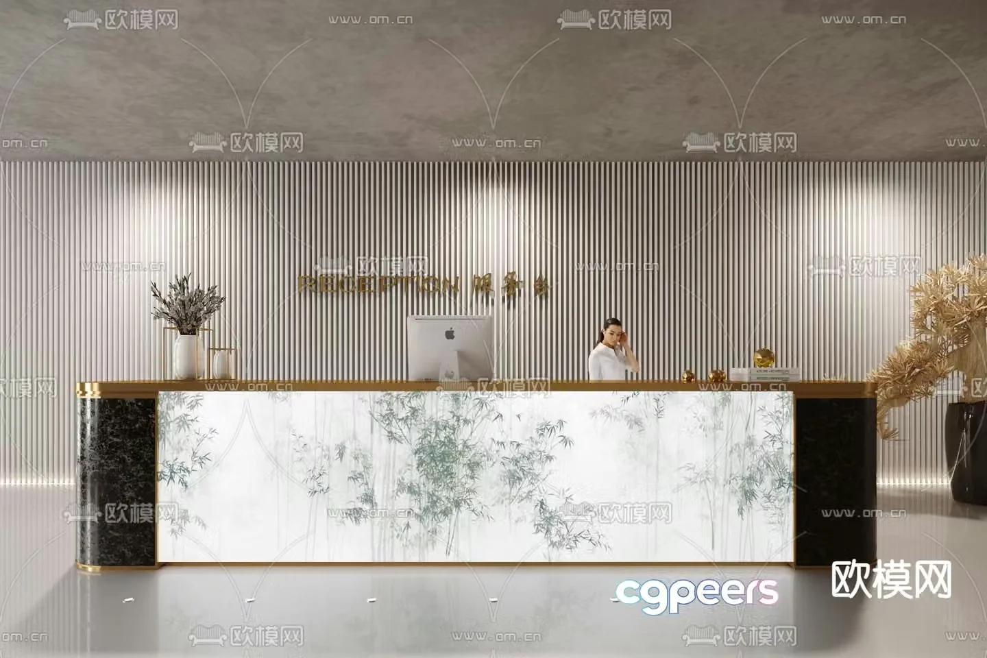 New Chinese style front desk service desk cashier 3D model