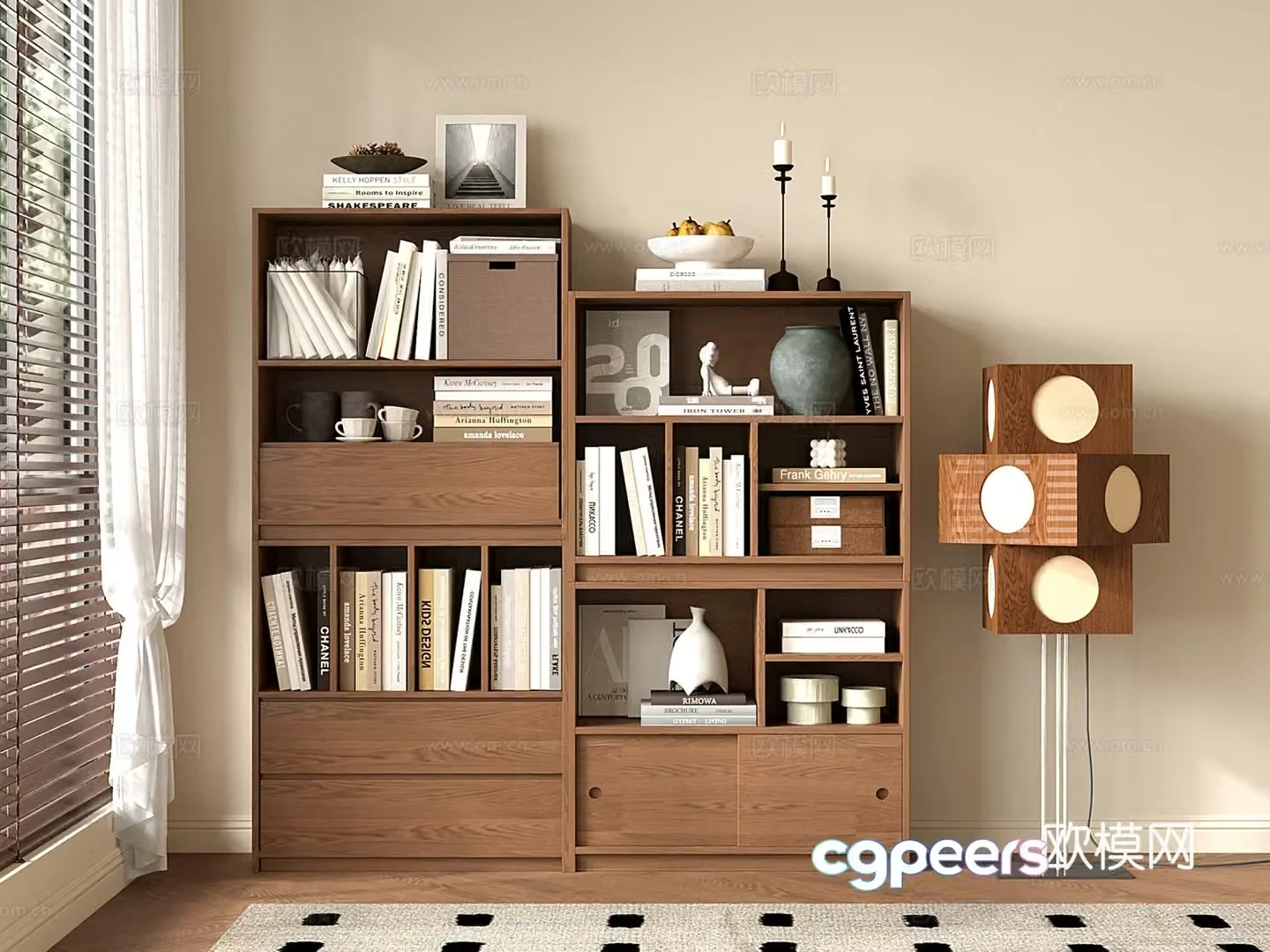 Modern medieval style short bookcase short bookcase floor-standing cabinet storage cabinet storage cabinet 3D model