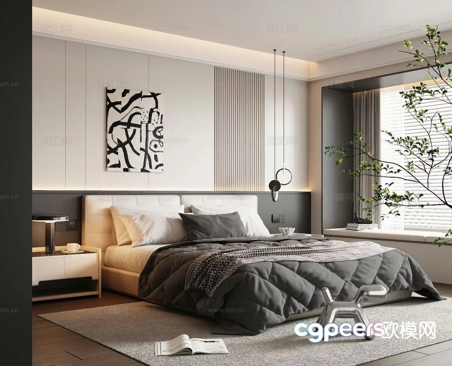 Modern bedroom master bedroom 3d model