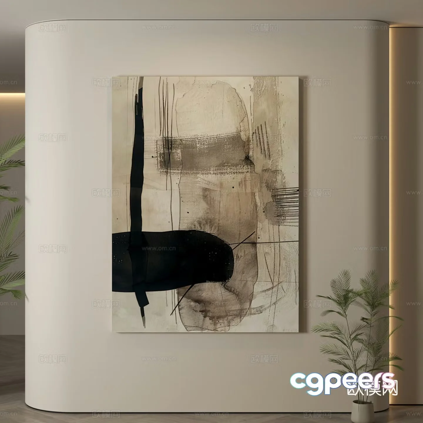 Modern hanging paintings Wasabi wind hanging paintings texture paintings abstract paintings decorative paintings 3D model