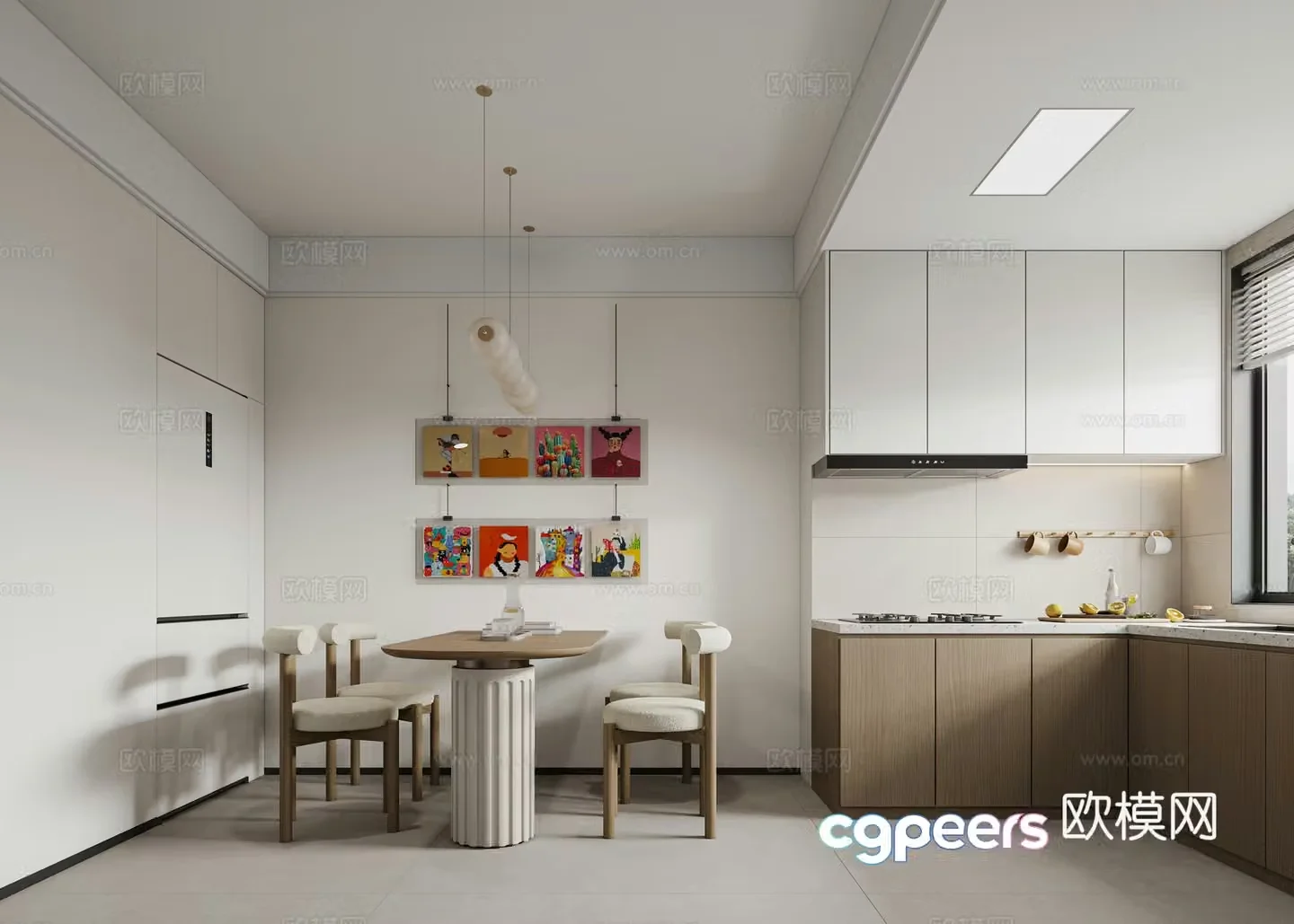 Modern Cream Style Restaurant Kitchen 3d Model