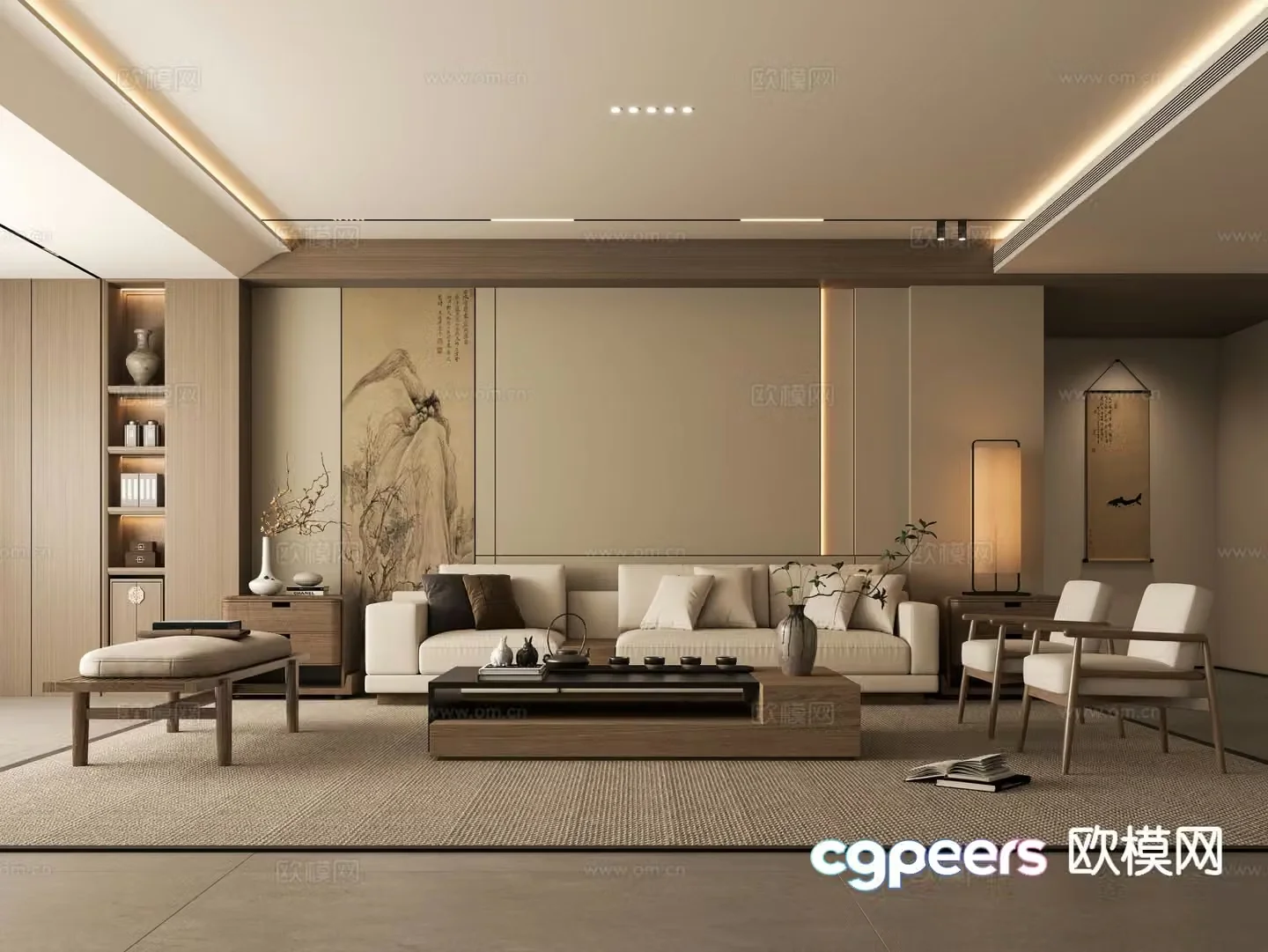 New Chinese style living room 3d model