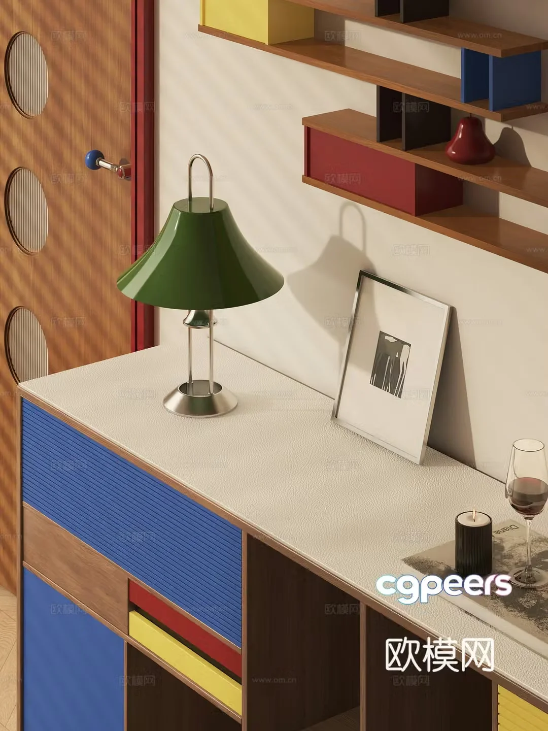 Modern Mondrian sideboard 3d model