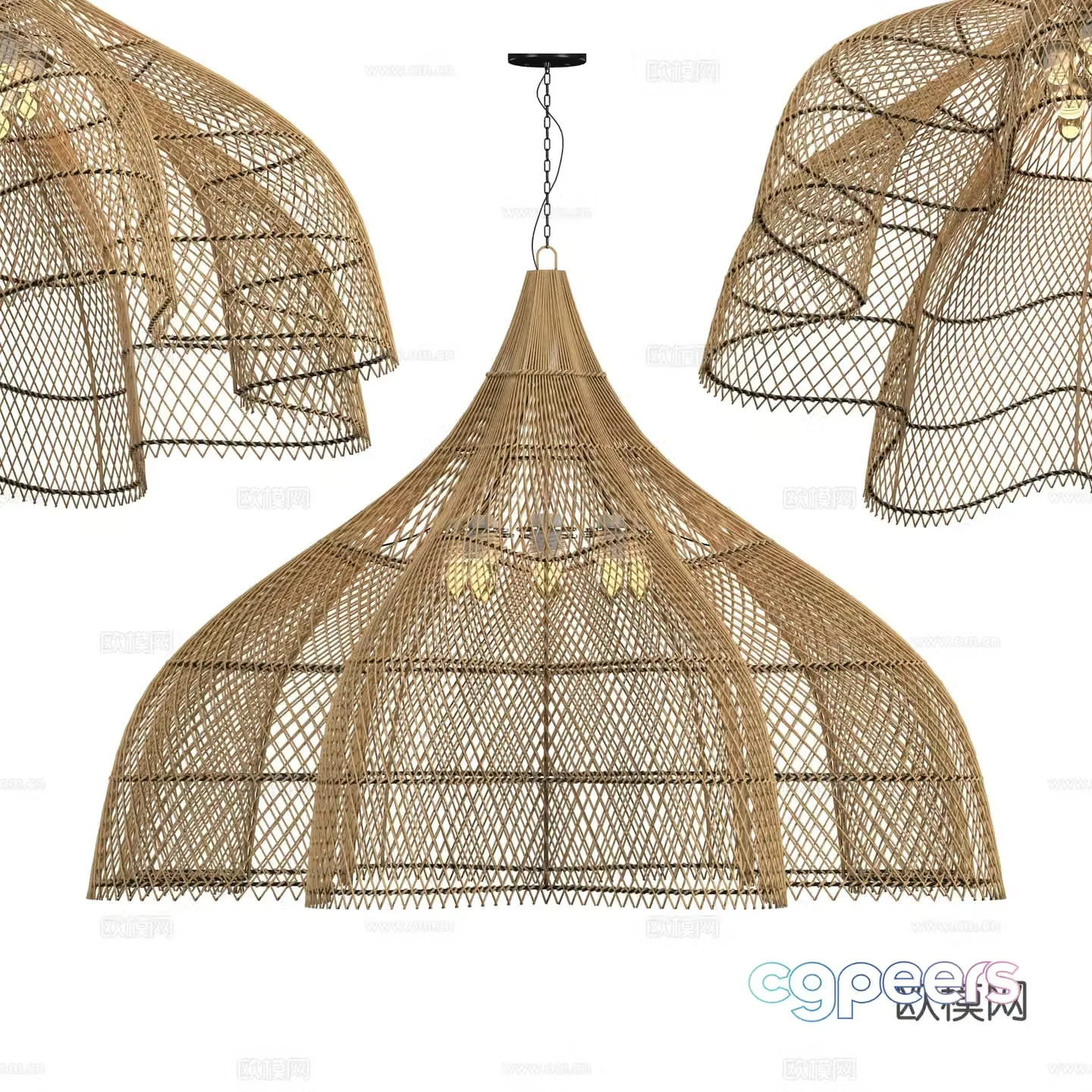 New Chinese style wasabi decorative chandelier 3D model