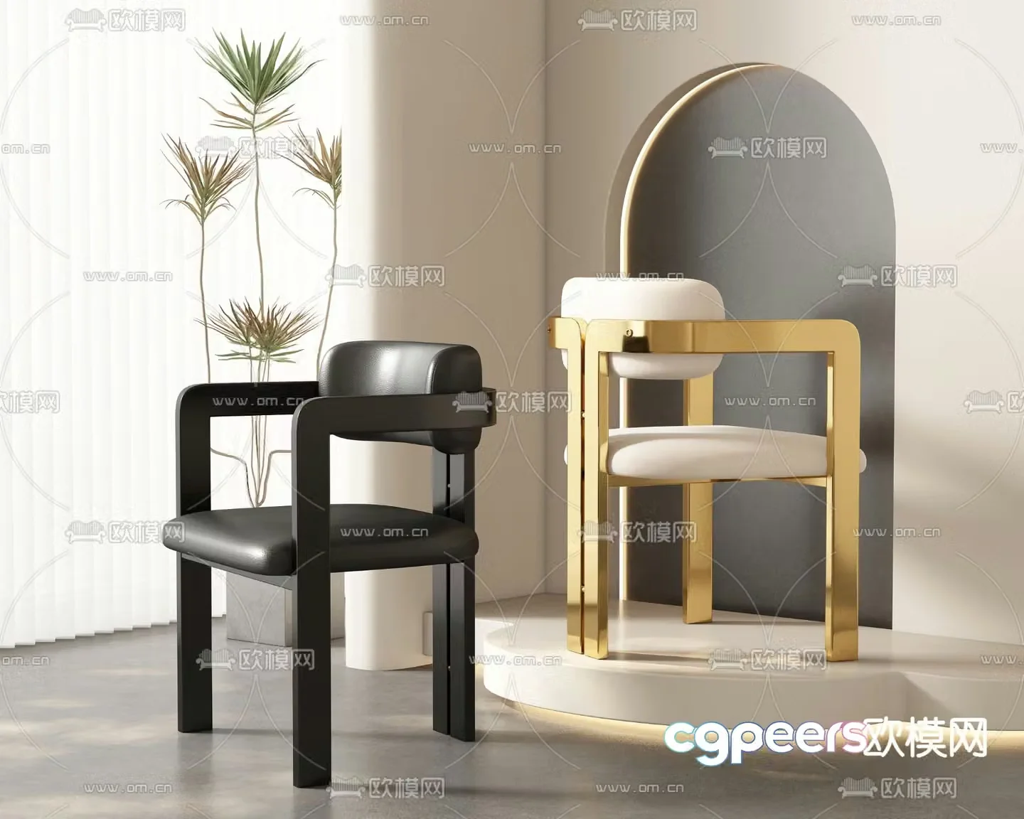 leather chair dining chair 3d model
