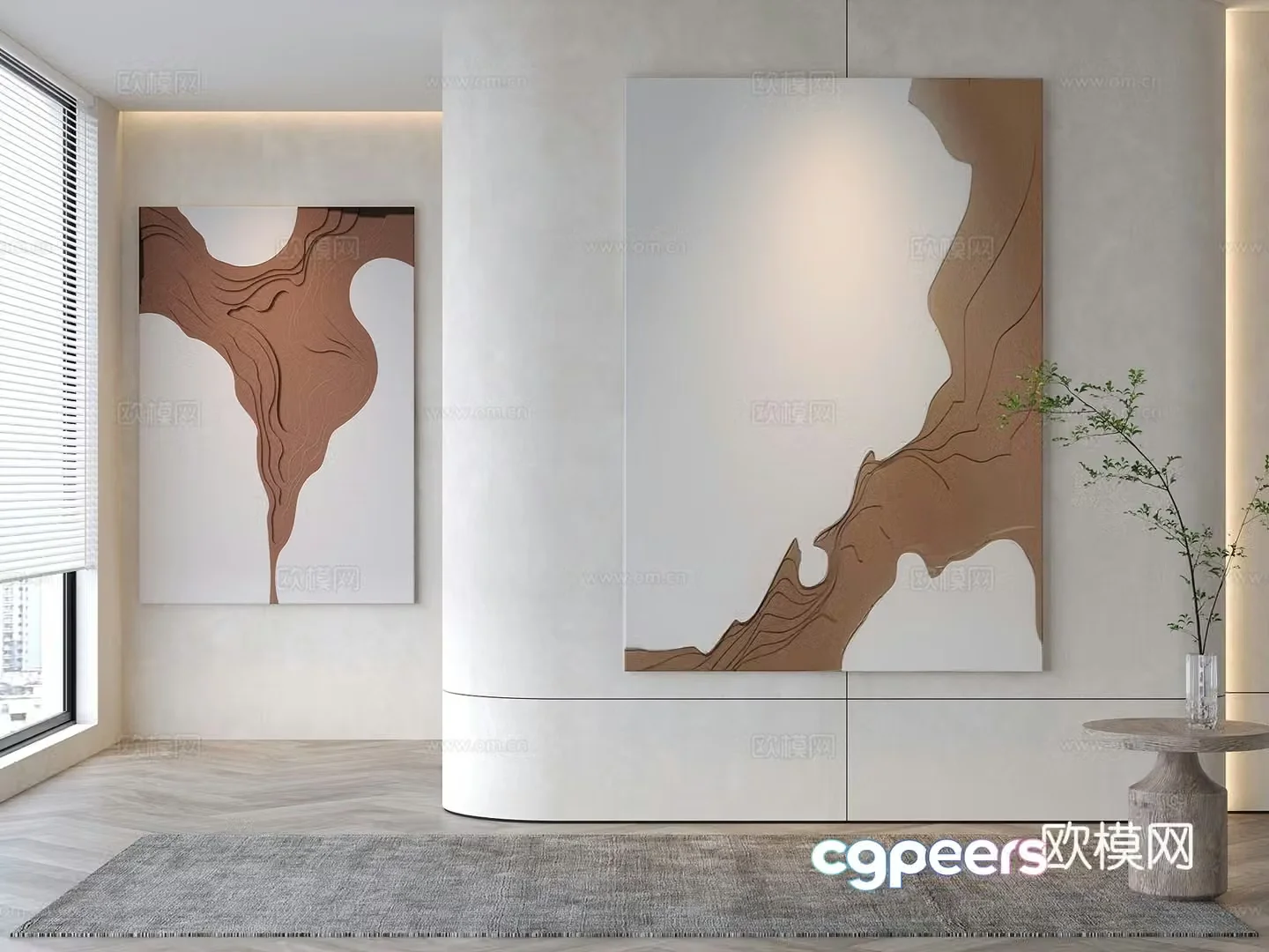 Modern decorative painting Texture painting Abstract painting 3d model
