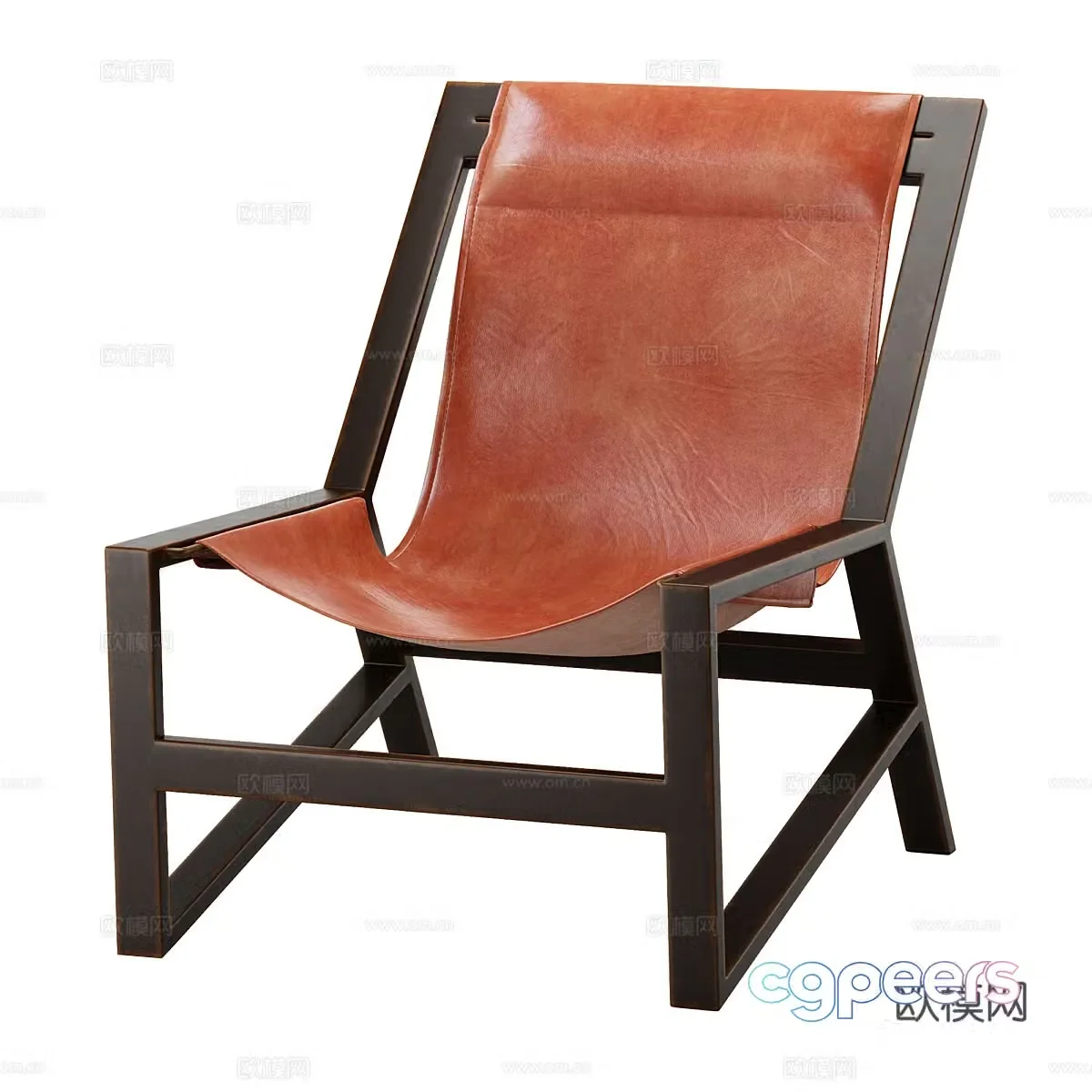 Modern minimalist leisure chair leather chair 3d model