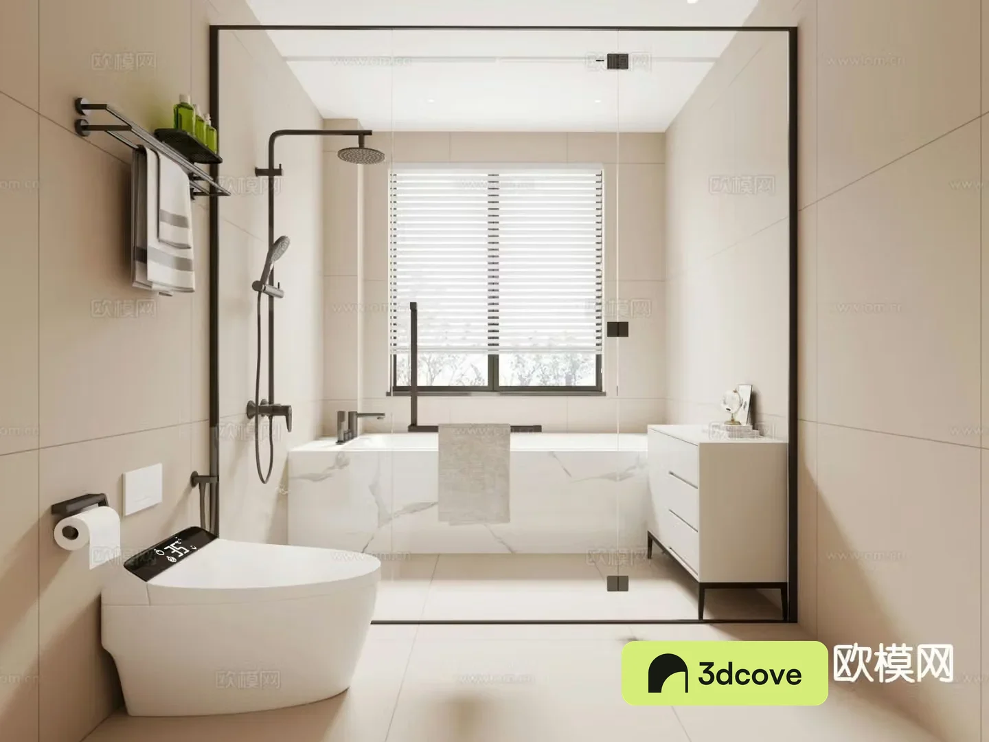 Cream style bathroom toilet