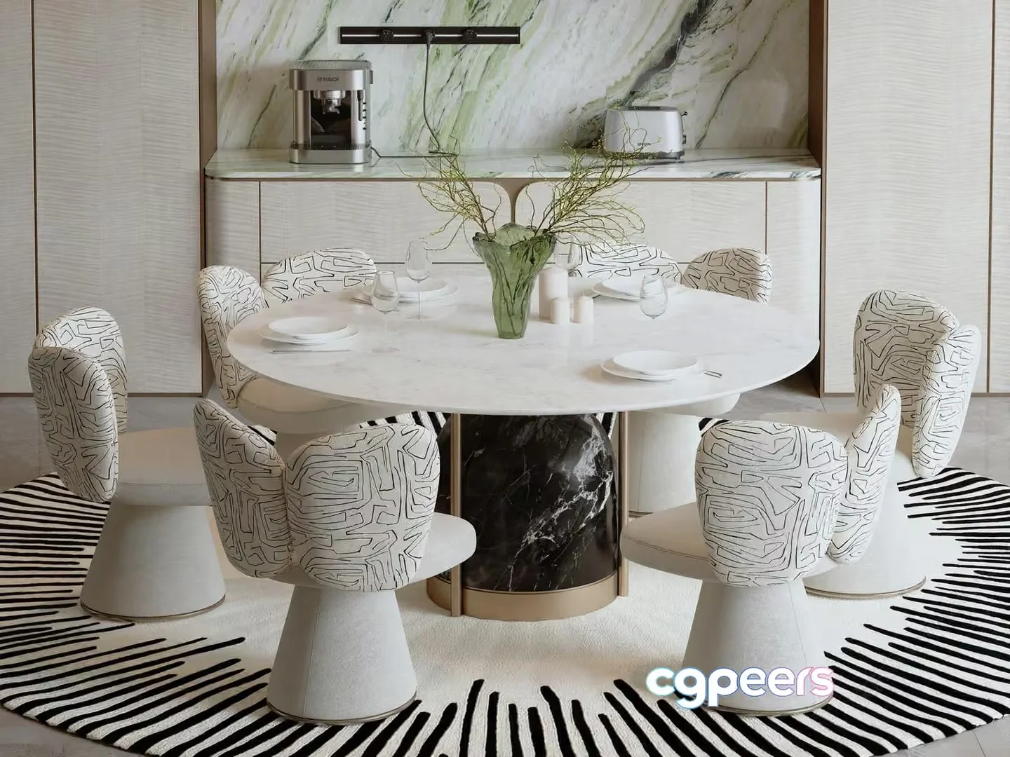 Modern Round Table 3D Model – 5644 – VRAY Render