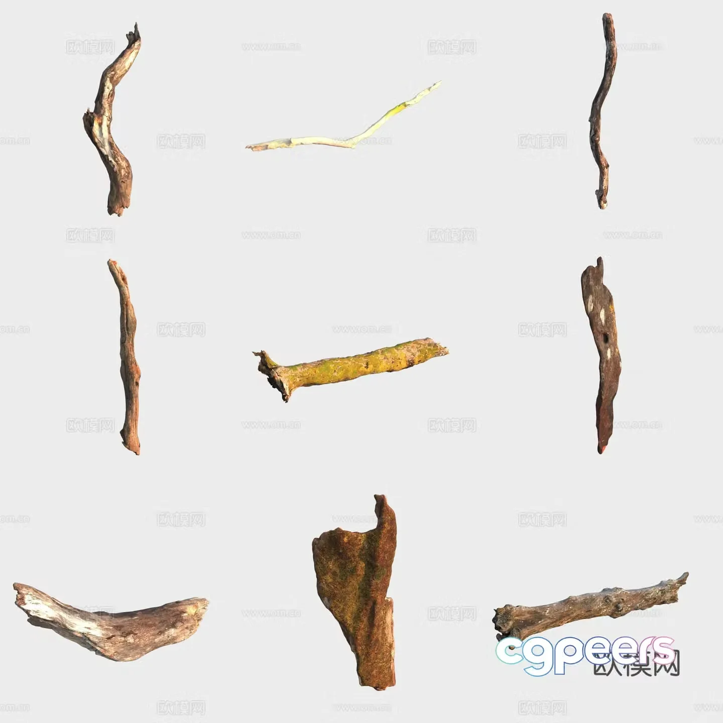 Trunk branch stump dead wood 3d model