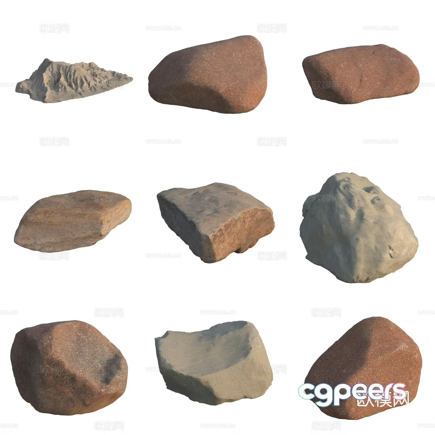 Sandstone stone pile big stone big stone 3d model