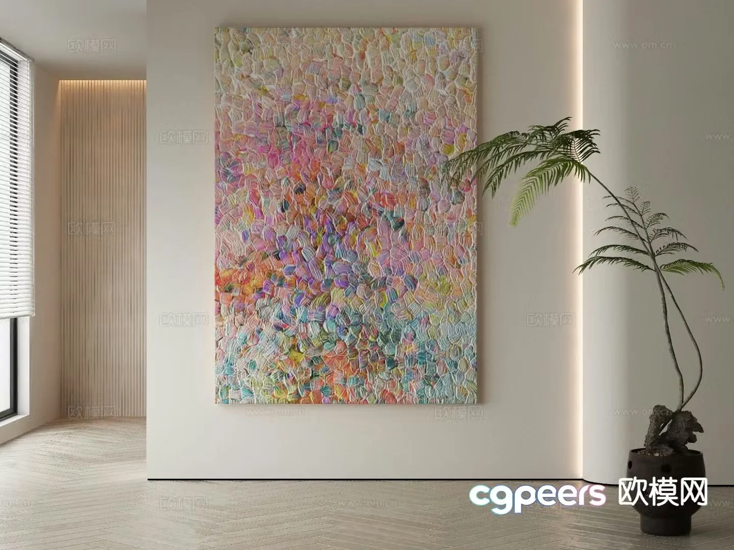 Modern oil painting texture painting decorative painting 3D model