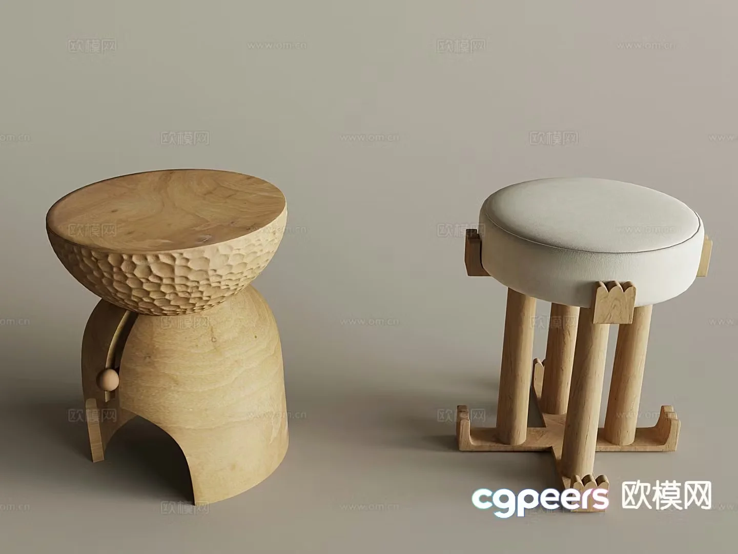Wabi Sabi Stool Dressing Stool Makeup Stool Round Stool 3D Model