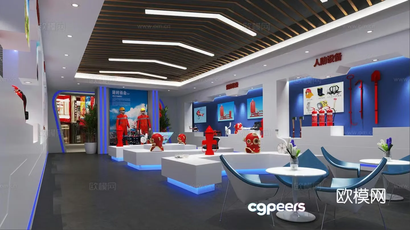 Modern fire showroom 3d model
