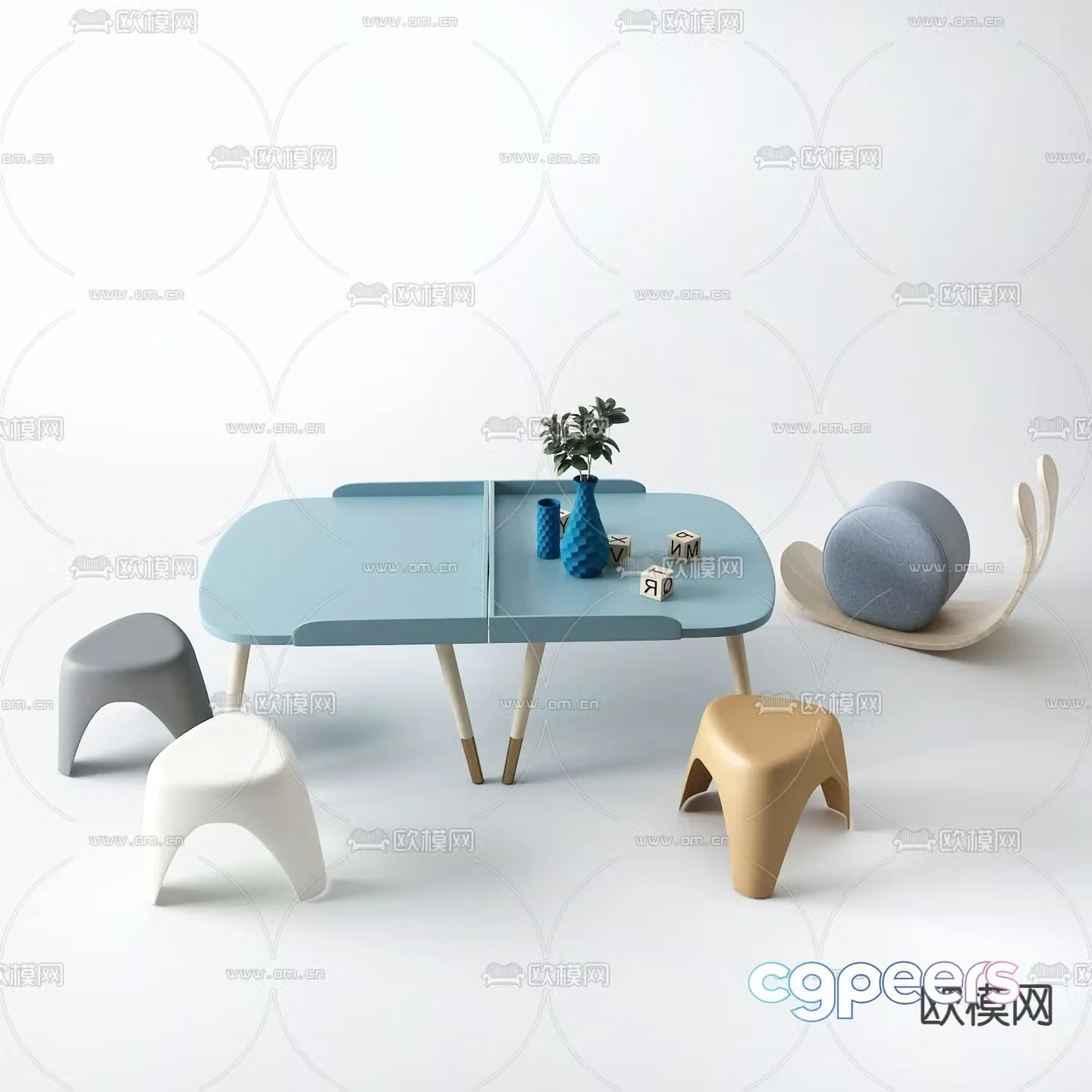 Modern children’s table 3d model
