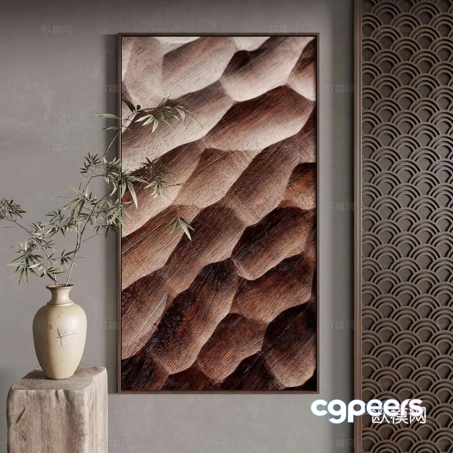 New Chinese style decorative painting 3D model