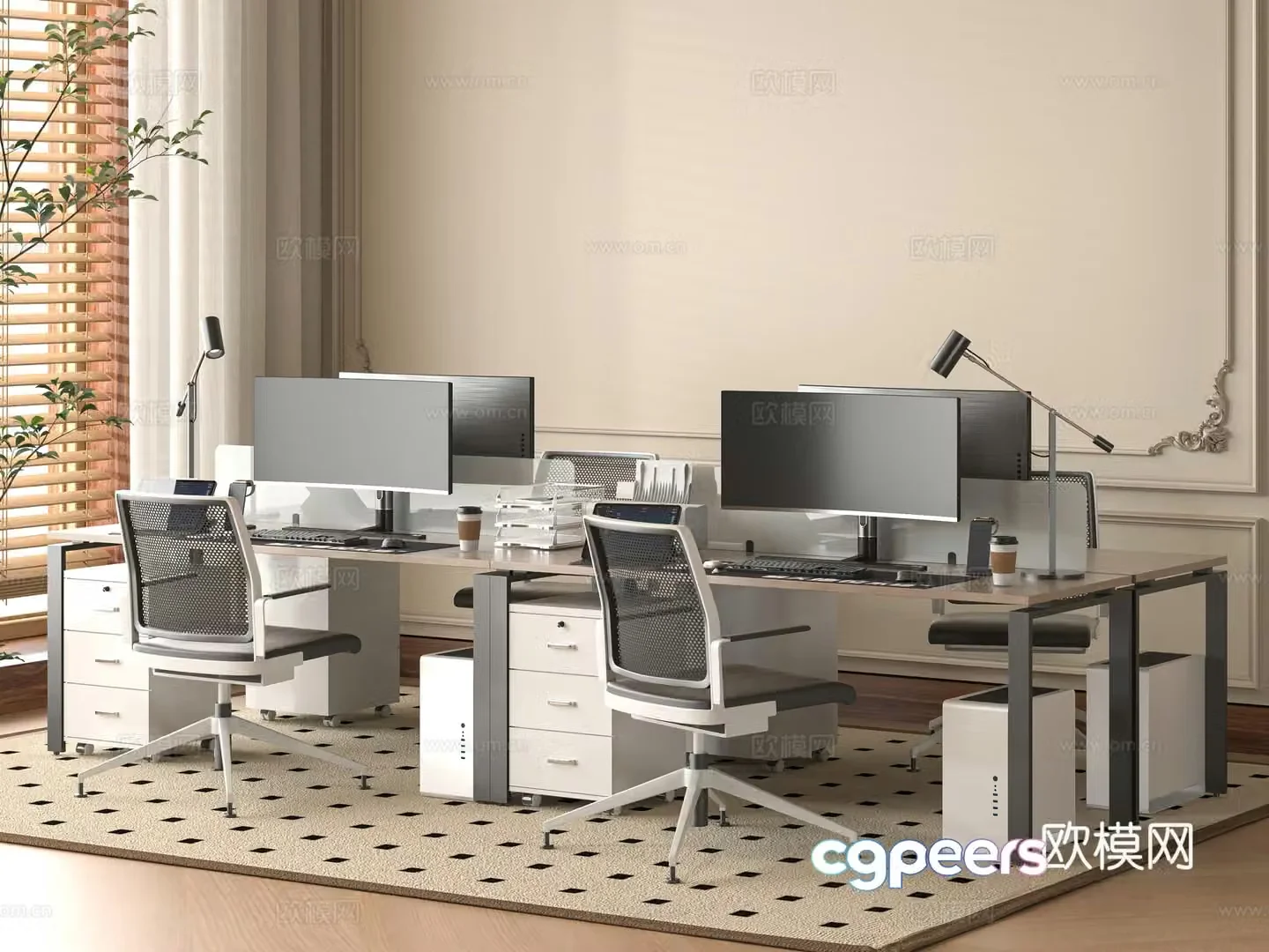 Modern office desk 3d model