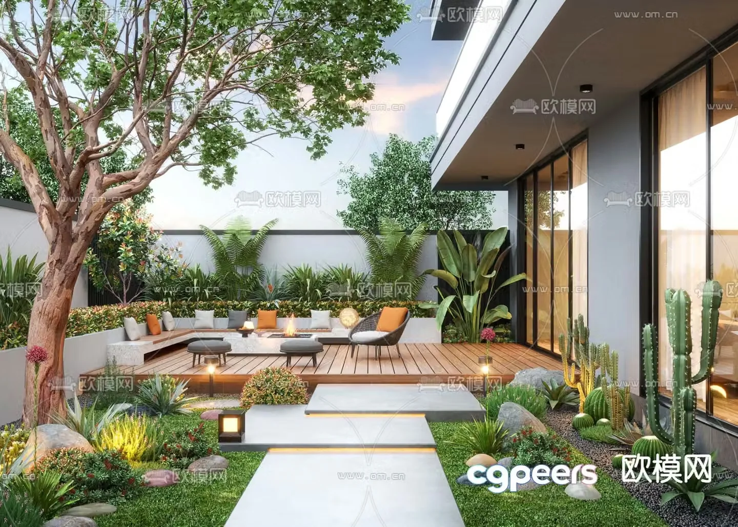 Villa courtyard garden 3d model
