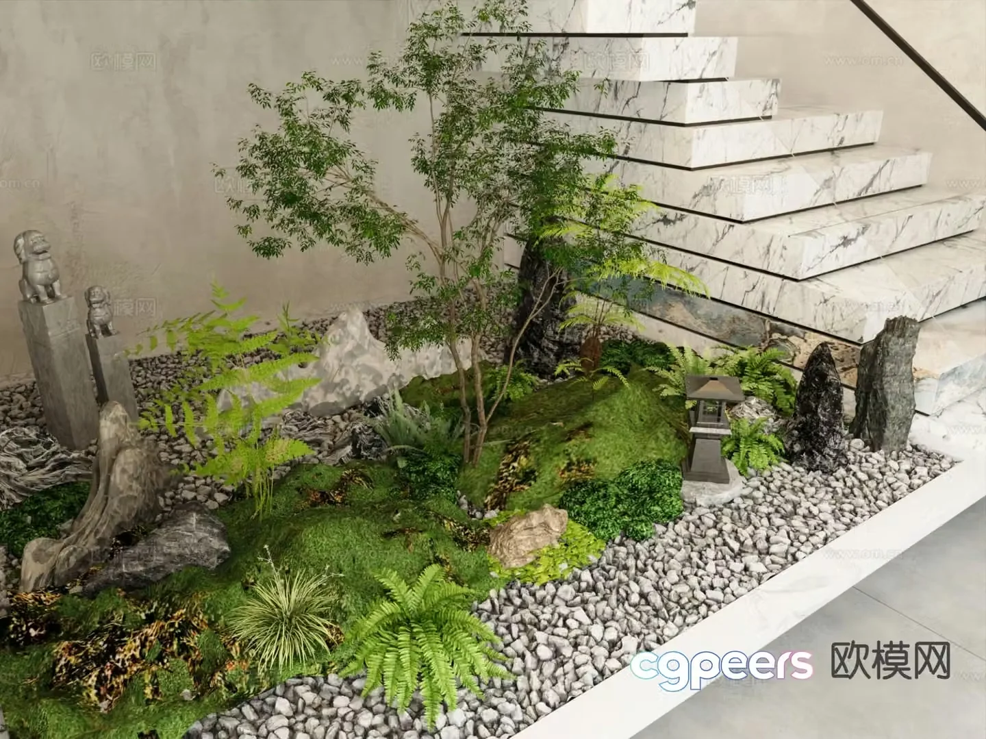Indoor landscape plant pile 3d model