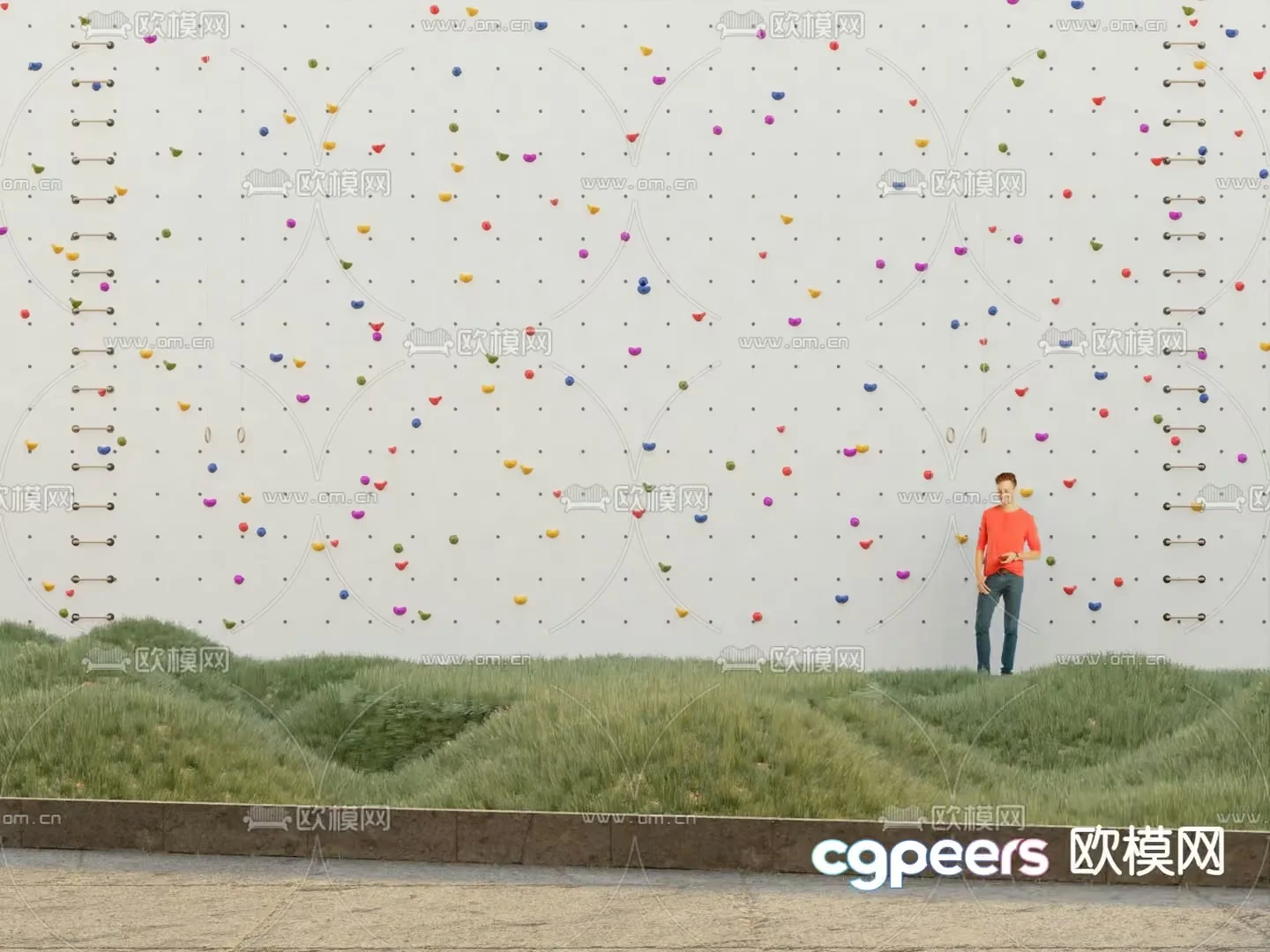 A Man Standing In Front Of A Climbing Wall 3D Model – 11805 – VRAY Render