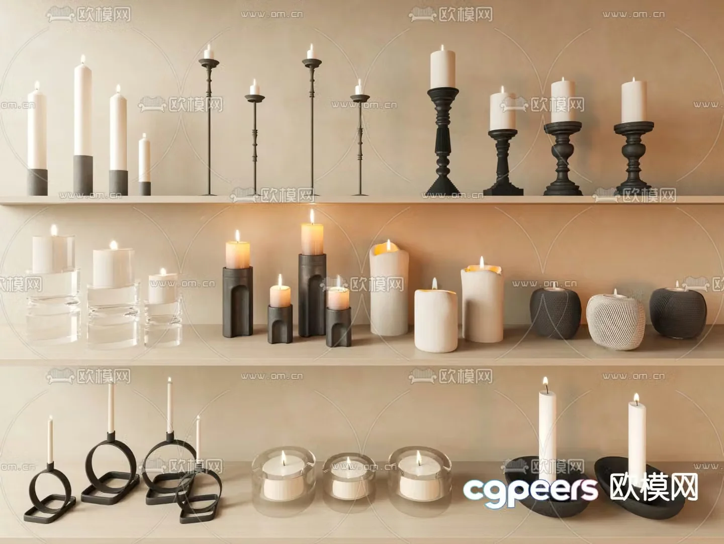 Candlestick Candle Glass Candle 3d Model