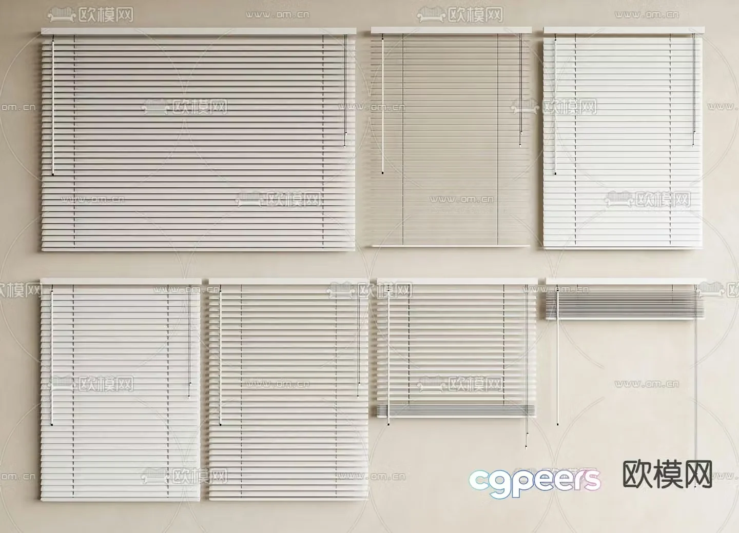 Minimalist curtains Venetian blinds Roller blinds Blackout blinds 3D model