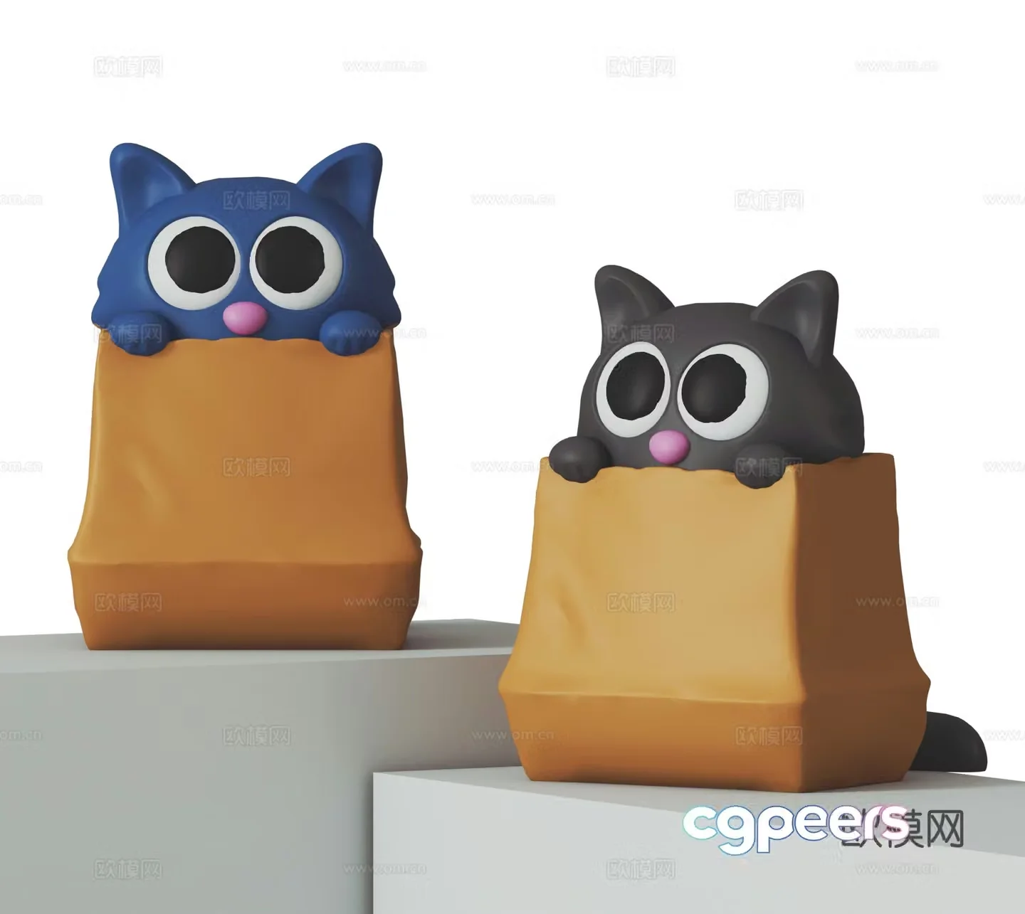 Modern doll cartoon cat Q version cat children’s toy trendy toys blind box decoration 3d model