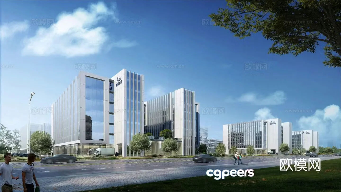 3D model of the appearance of the office building along the street
