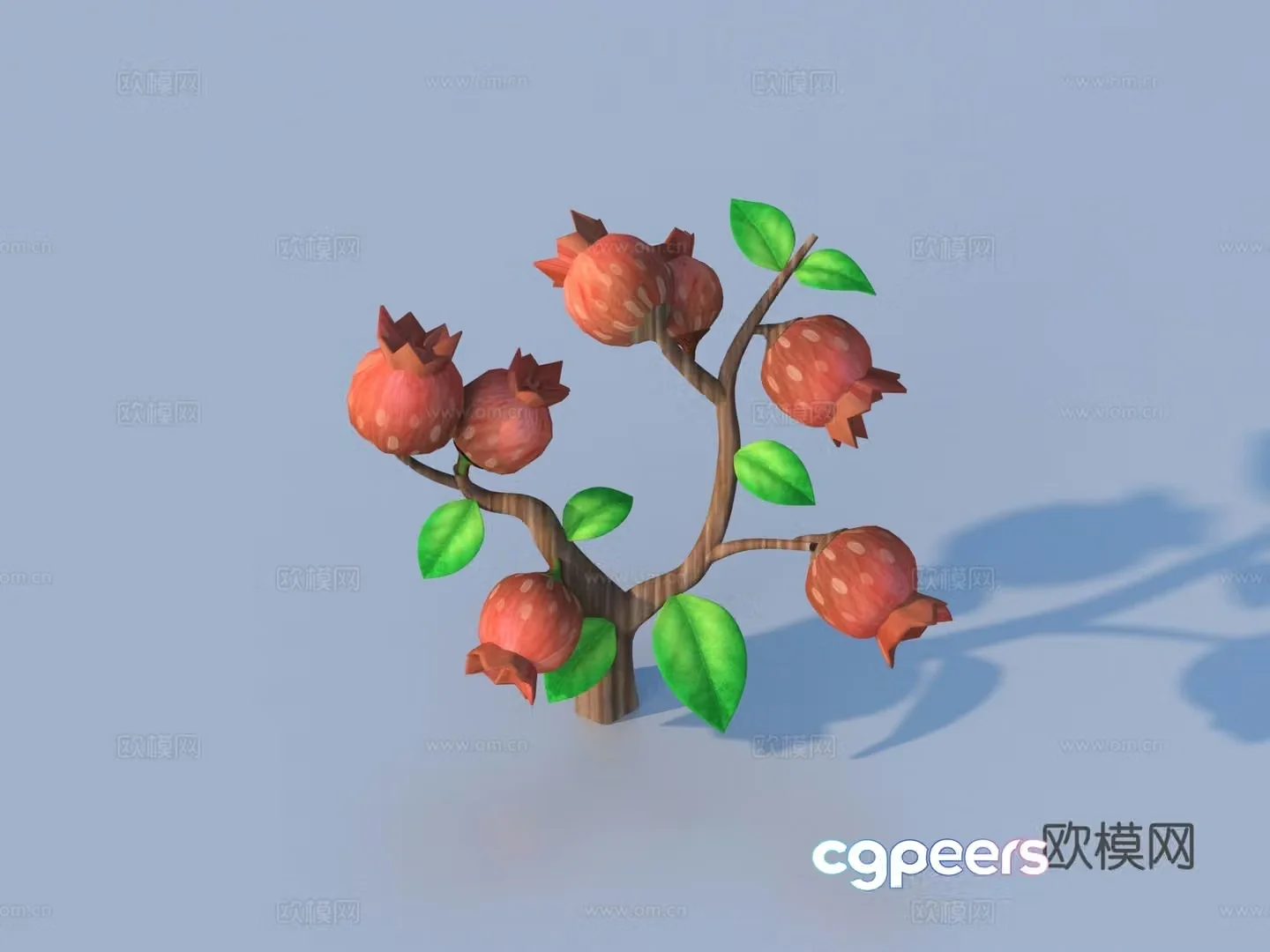 Cartoon pomegranate fruit 3d model