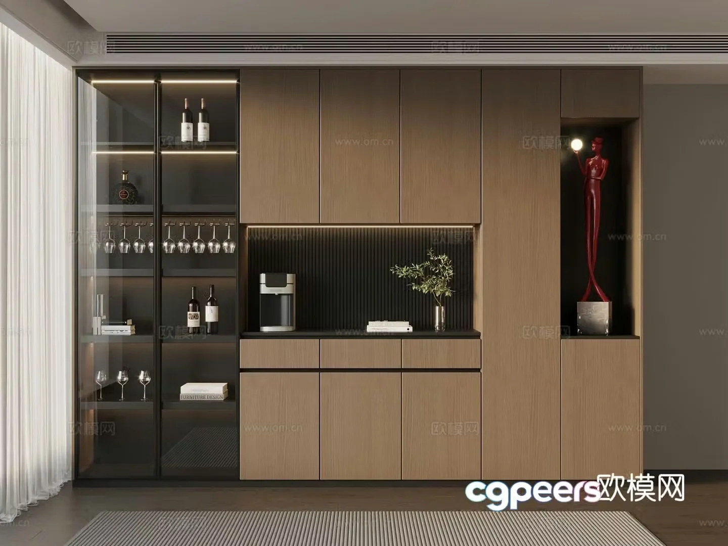 Italian wine cabinet sideboard 3d model