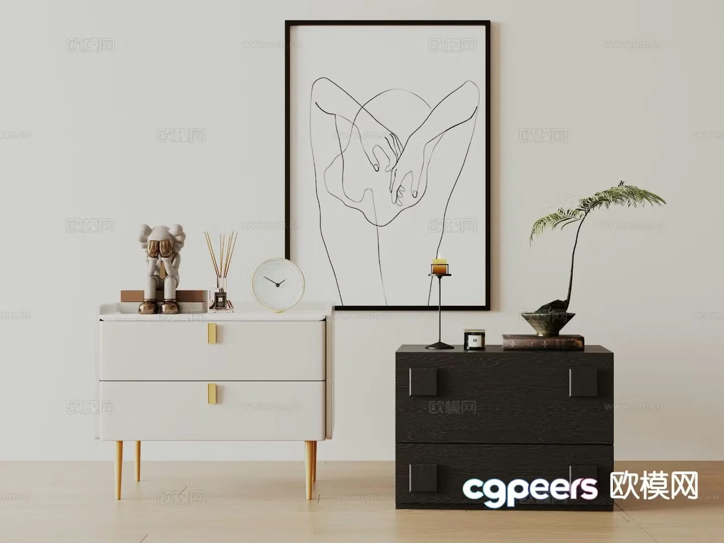 Modern bedside table 3d model
