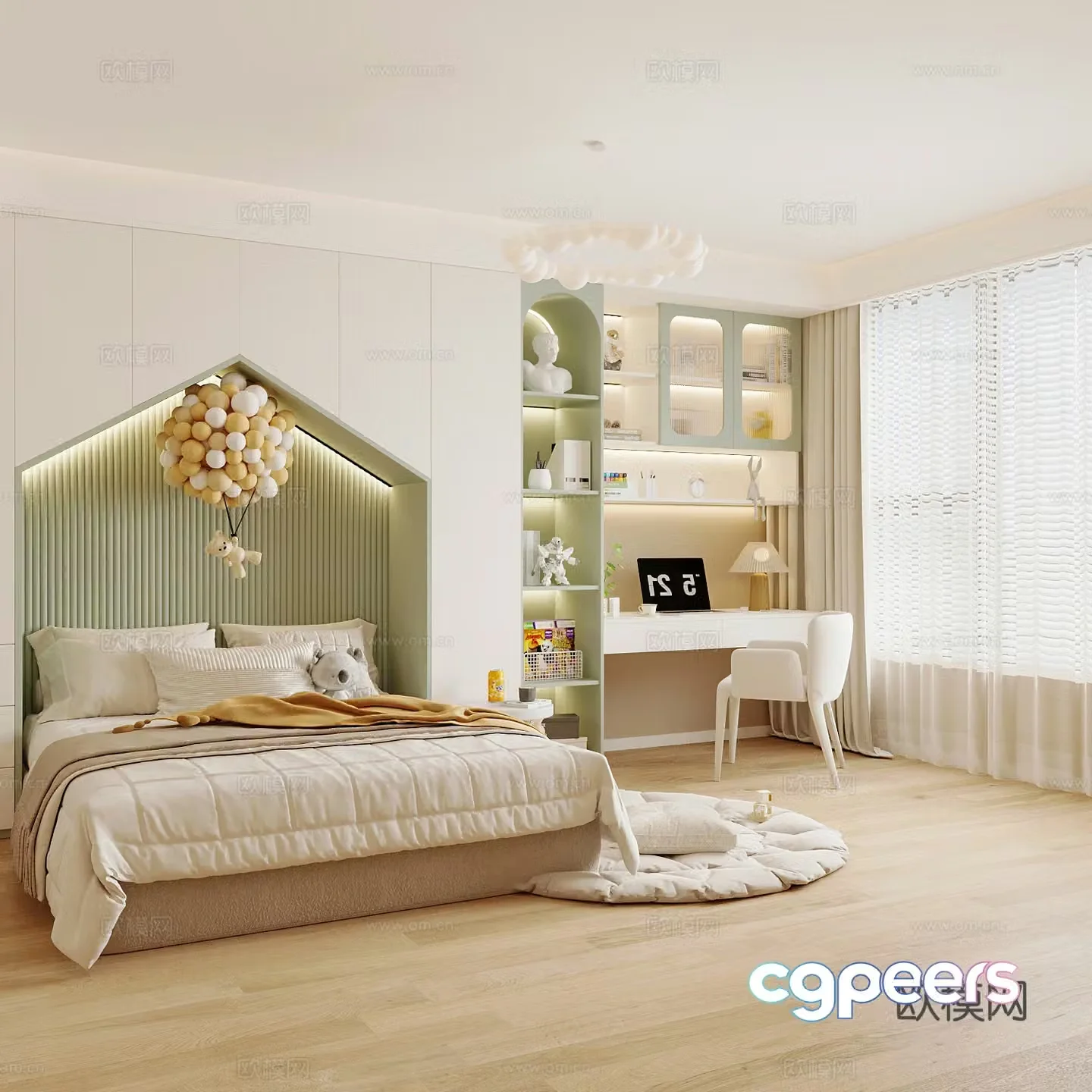 Modern children’s room boy’s room girl’s room children’s bed children’s wardrobe children’s desk 3d model