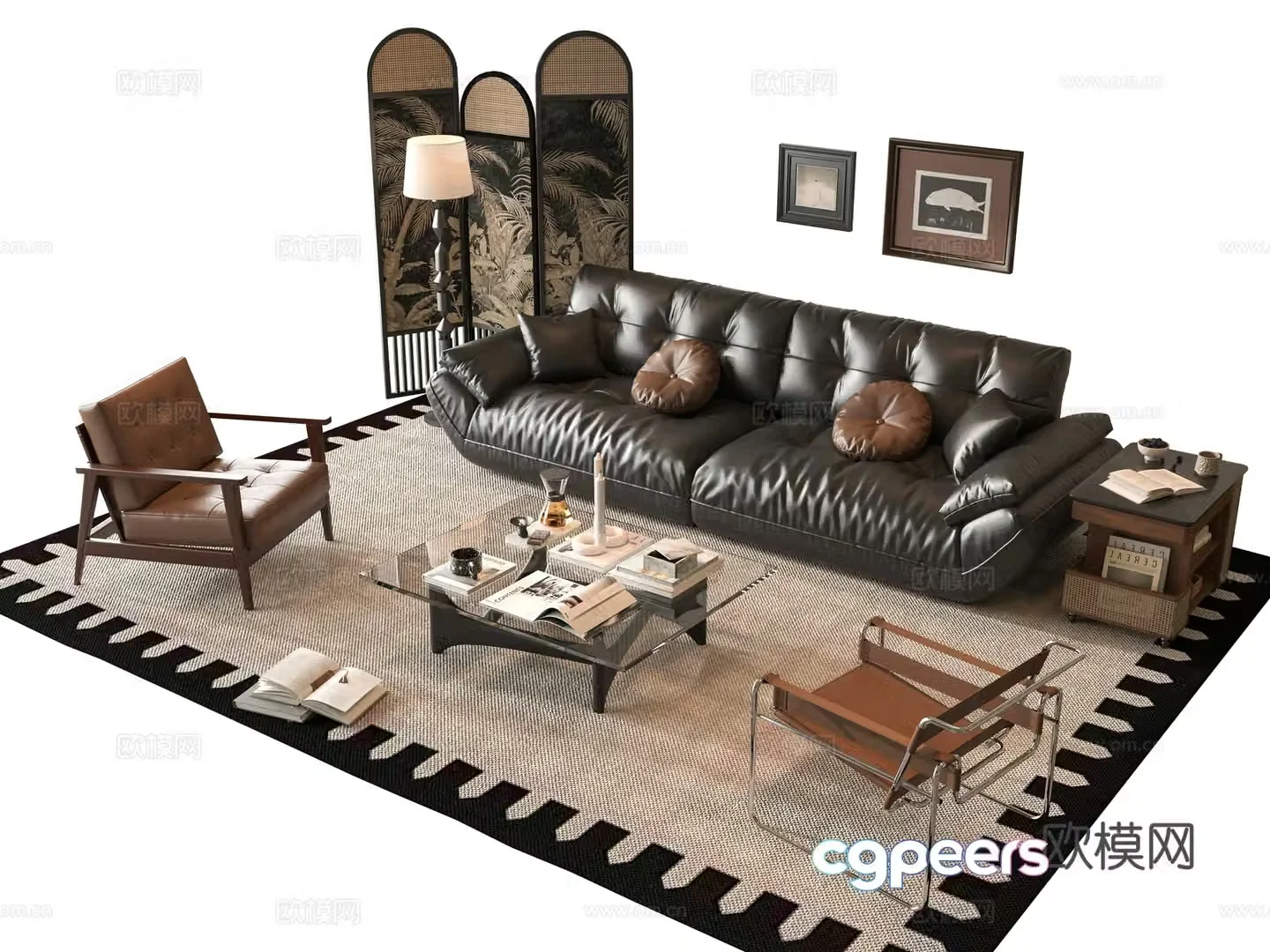 French sofa combination 3D model
