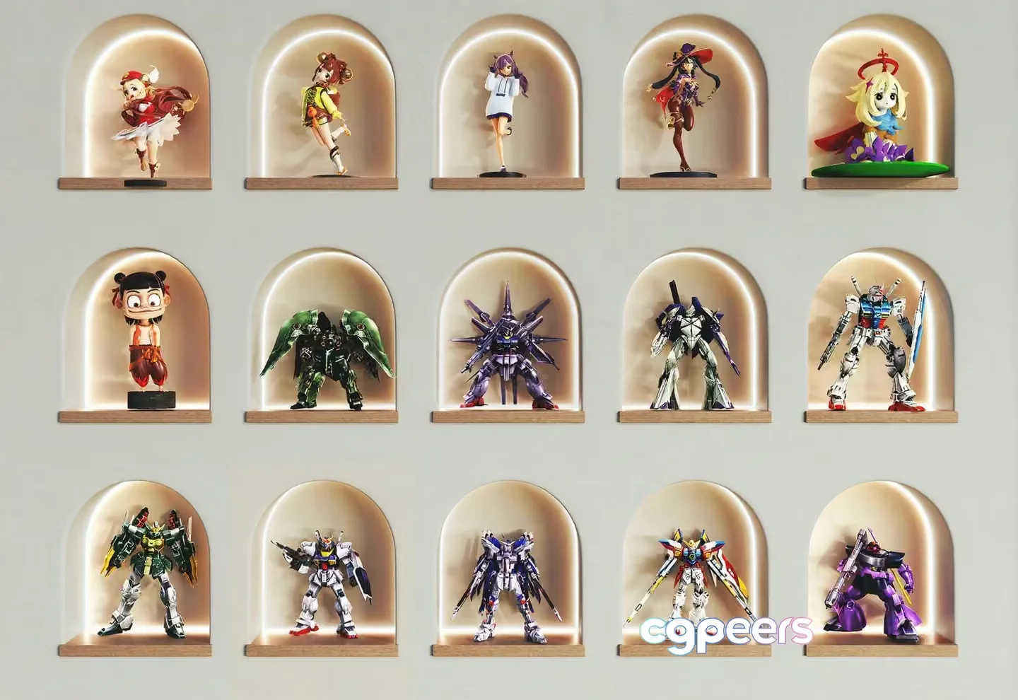 A Collection Of Figurines 3D Model – 5304 – VRAY Render
